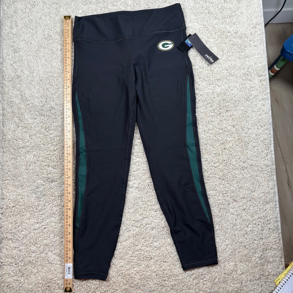 NFL Green Bay Packers Certo Women XXL Black Green‎ Athletic Leggings NWT LE310